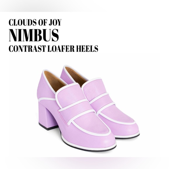 Fluevog LIKE NEW Clouds of Joy Nimbus lavender/white heeled loafer 10 (fits 9.5)